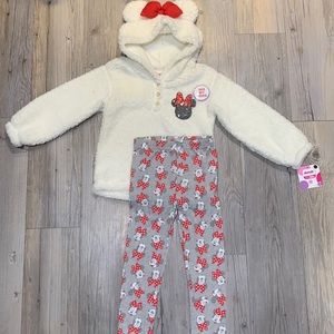 4T Disney Junior Minnie Sherpa hoodie & leggings set